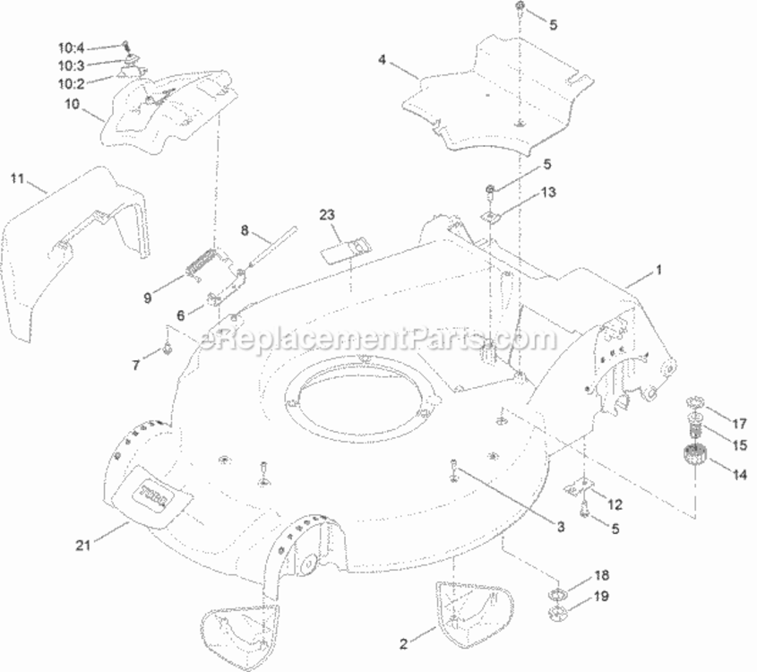 Housing_Assembly Diagram and Parts List for 20383 312000001 - 312999999 Toro Lawn Mower