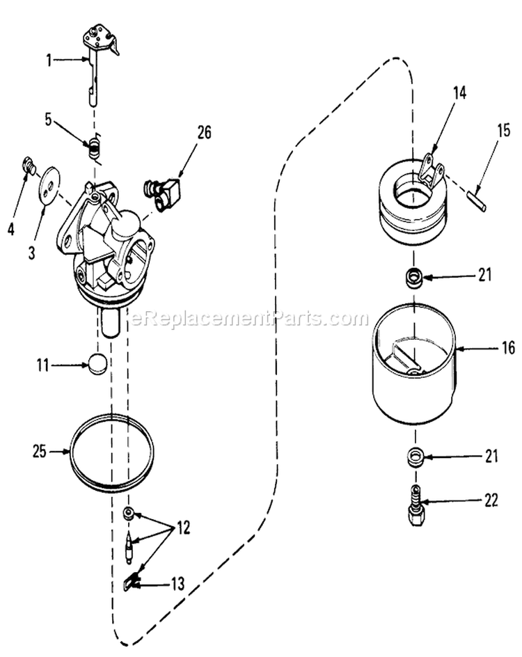 Carburetor Assembly Diagram and Parts List for 20403 7000001-7999999 - 1977 Toro Lawn Mower