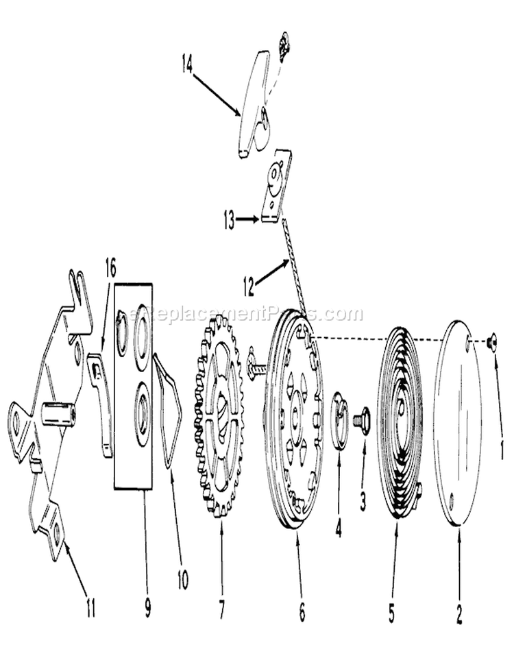 Rewind Starter Diagram and Parts List for 20403 7000001-7999999 - 1977 Toro Lawn Mower