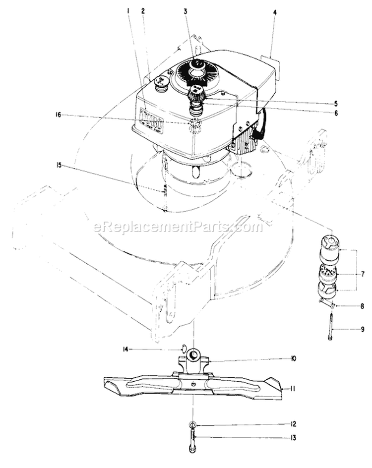 Engine Assembly Diagram and Parts List for 20407 7000001-7999999 - 1977 Toro Lawn Mower
