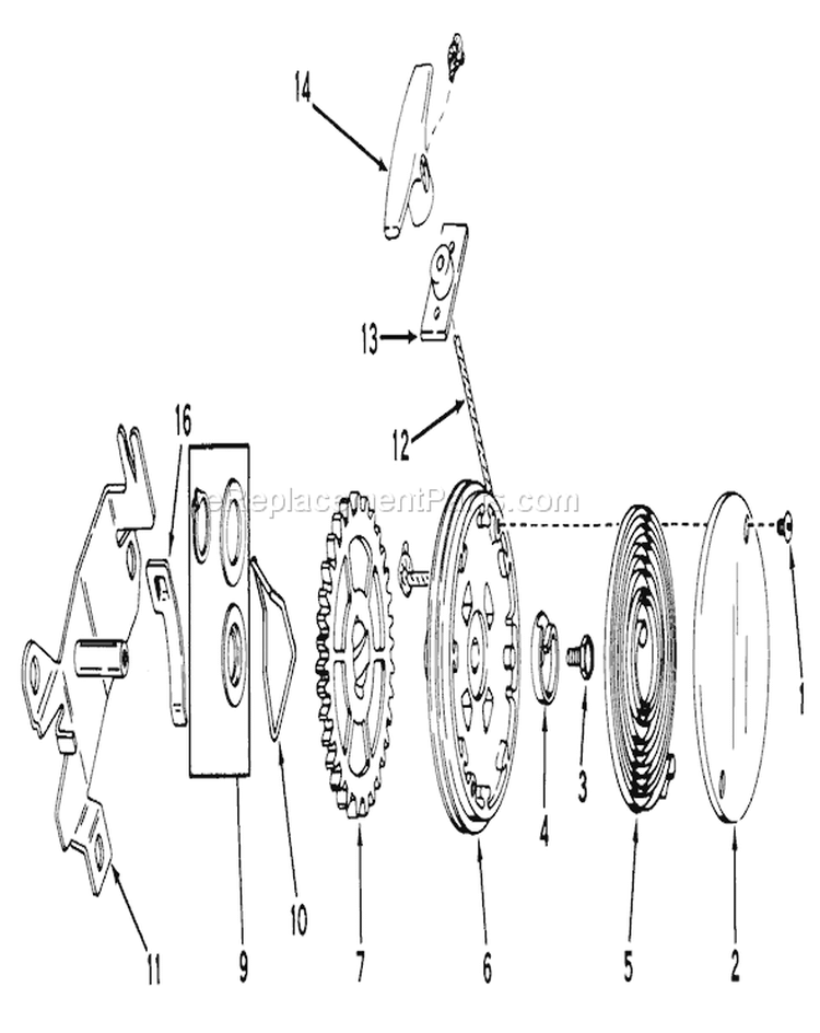 Rewind Starter Diagram and Parts List for 20407 7000001-7999999 - 1977 Toro Lawn Mower
