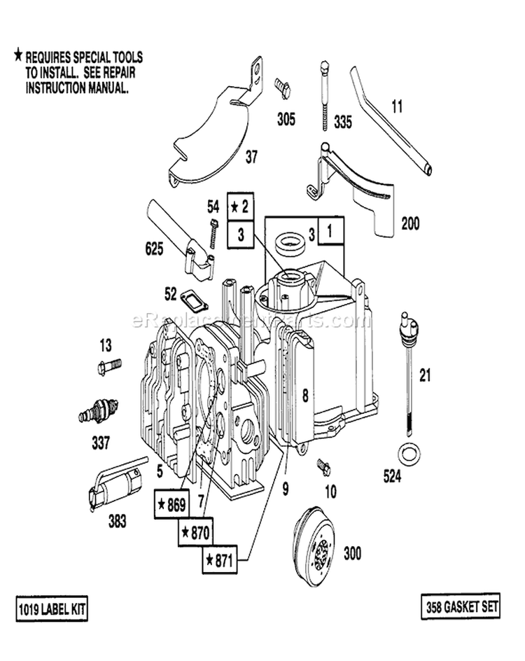 Engine Diagram and Parts List for 20431 39000001-39999999 - 1993 Toro Lawn Mower