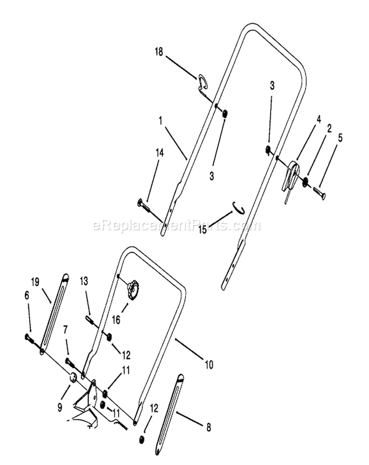 Handle Assembly Diagram and Parts List for 20434 3900001-3999999 - 1993 Toro Lawn Mower