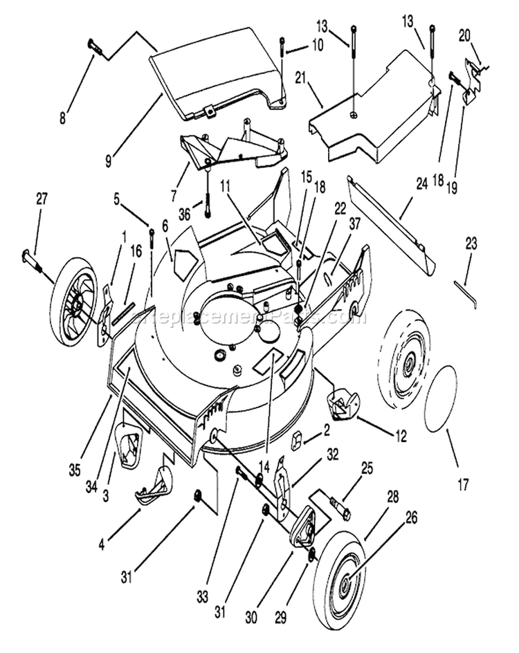 Housing Assembly Diagram and Parts List for 20434 3900001-3999999 - 1993 Toro Lawn Mower
