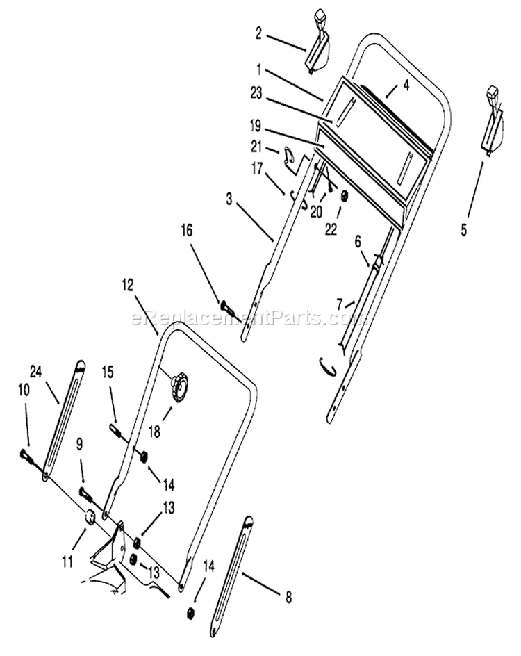 Handle Assembly Diagram and Parts List for 20436WF 39000001-39999999 - 1993 Toro Lawn Mower