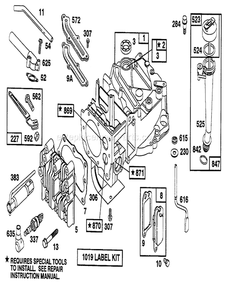Engine Diagram and Parts List for 20436WF 39000001-39999999 - 1993 Toro Lawn Mower