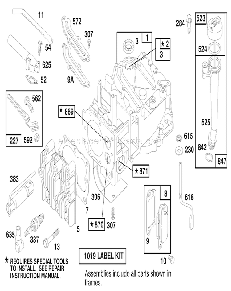 Engine Diagram and Parts List for 20436 49000001-49999999 - 1994 Toro Lawn Mower
