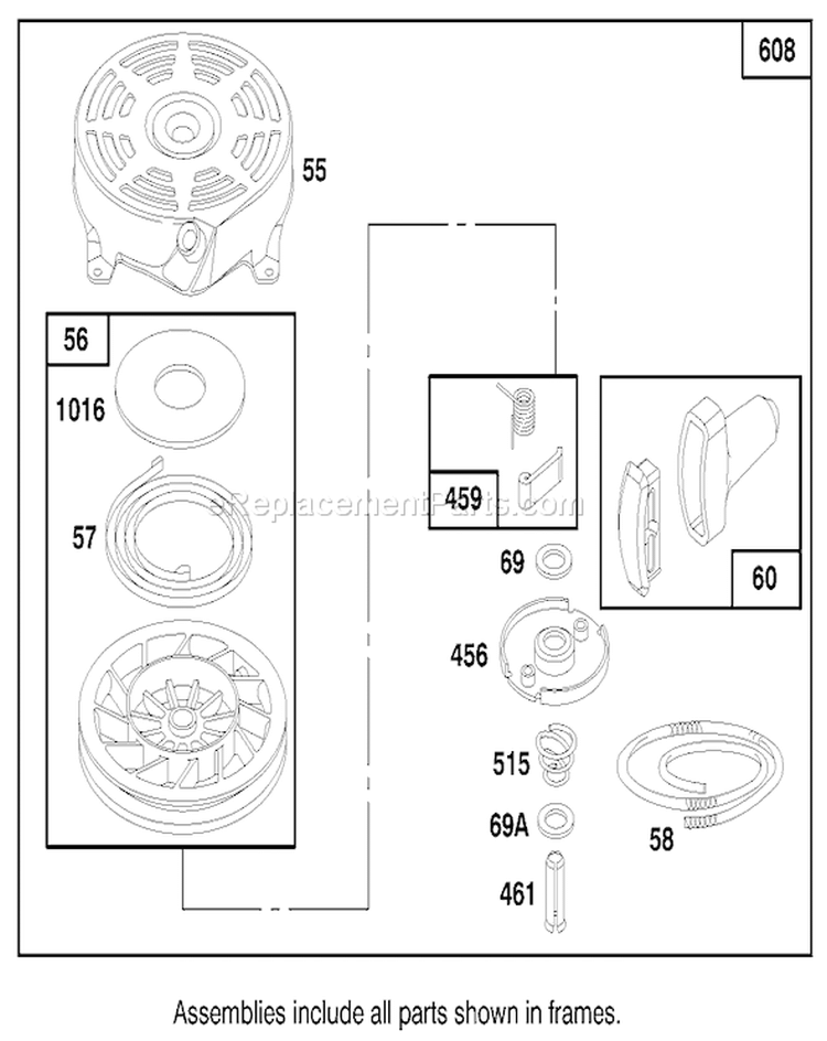 Page F Diagram and Parts List for 20436 49000001-49999999 - 1994 Toro Lawn Mower