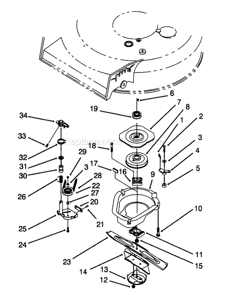 Blade Brake Clutch Assembly Diagram and Parts List for 20438WF 39000001-39999999 - 1993 Toro Lawn Mower