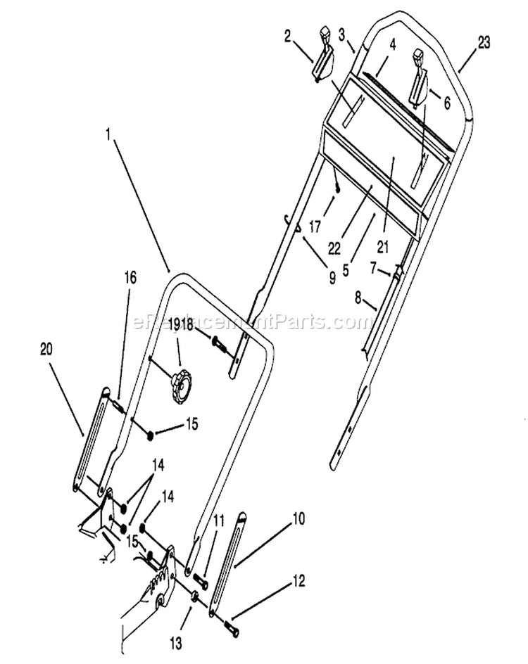 Handle Assembly Diagram and Parts List for 20438WF 39000001-39999999 - 1993 Toro Lawn Mower