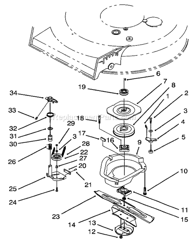 Blade Brake Clutch Assembly Diagram and Parts List for 20438 39000001-39999999 - 1993 Toro Lawn Mower