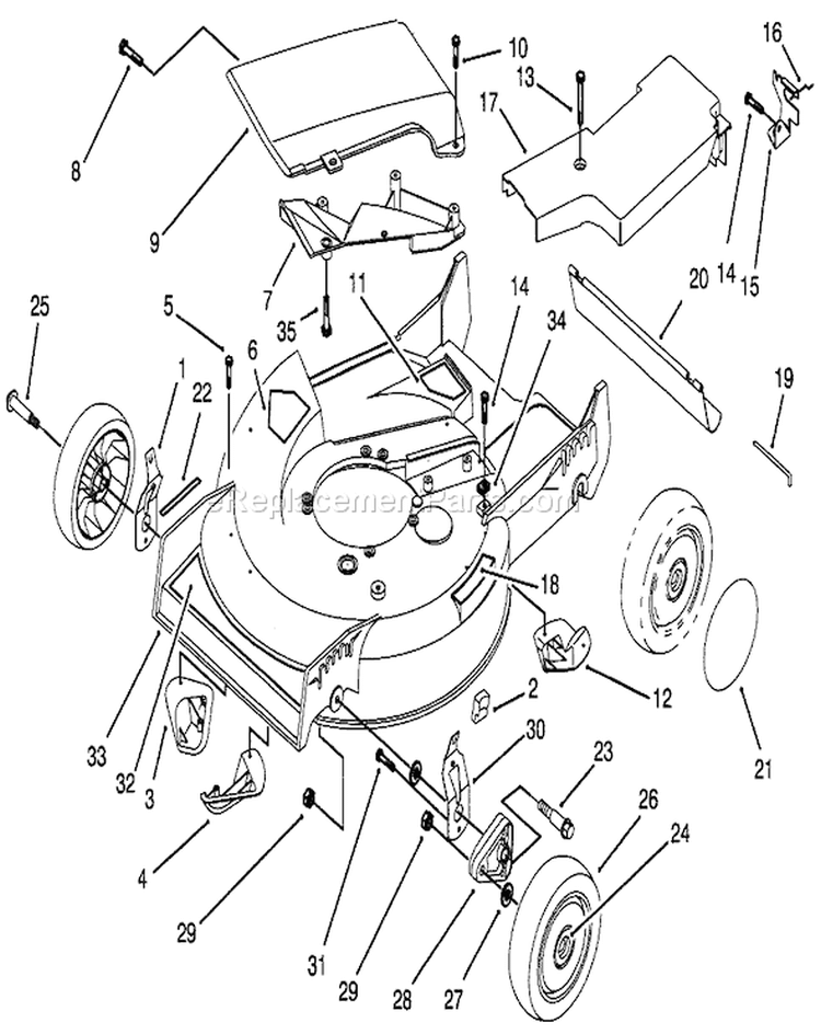 Housing Assembly Diagram and Parts List for 20438 39000001-39999999 - 1993 Toro Lawn Mower