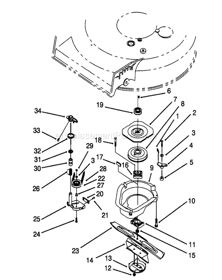 Blade Brake Clutch Assembly Diagram and Parts List for 20439 39000001-39999999 - 1993 Toro Lawn Mower
