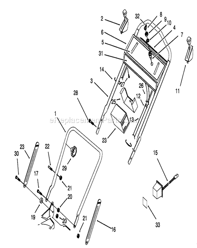 Handle Assembly Diagram and Parts List for 20439 39000001-39999999 - 1993 Toro Lawn Mower
