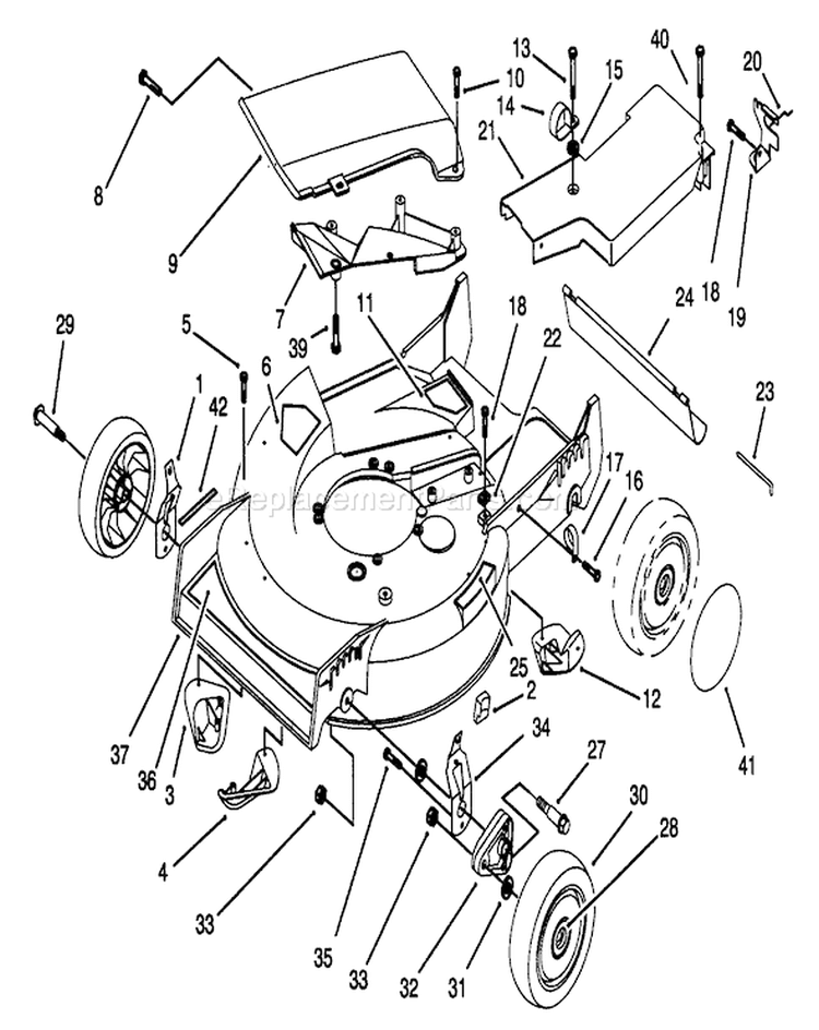 Housing Assembly Diagram and Parts List for 20439 39000001-39999999 - 1993 Toro Lawn Mower