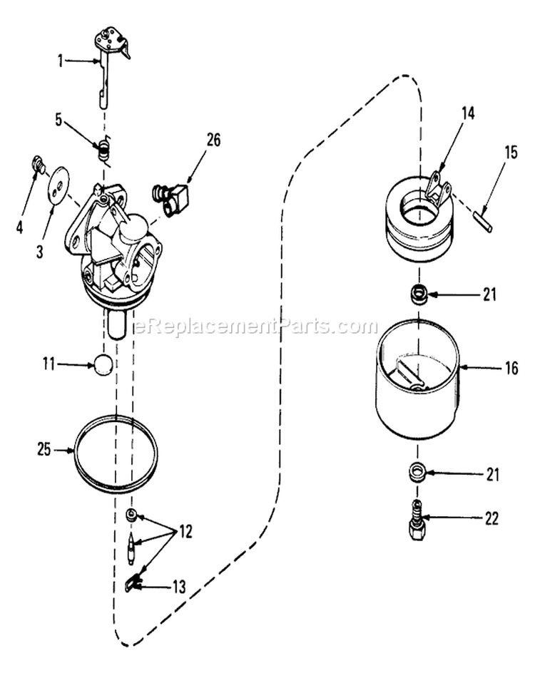Carburetor Assembly Diagram and Parts List for 20440 5000001-5999999 - 1975 Toro Lawn Mower