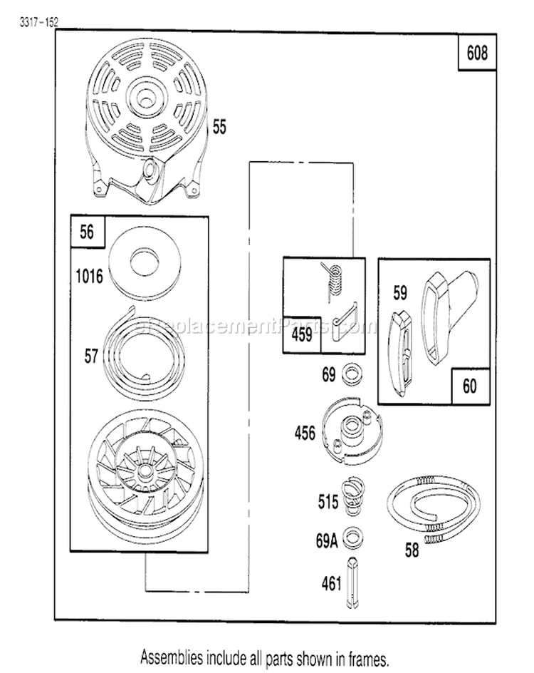 Page K Diagram and Parts List for 20441 5900001-5999999 - 1995 Toro Lawn Mower