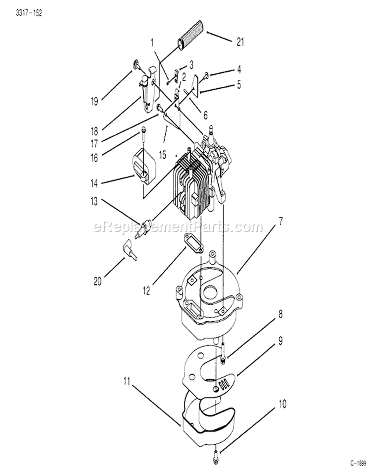 Brake and Muffler Assembly Diagram and Parts List for 20441 5900001-5999999 - 1995 Toro Lawn Mower
