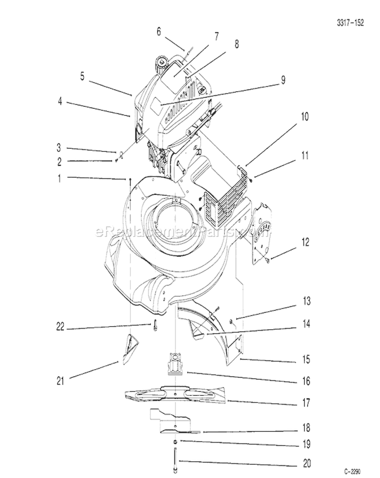 Engine Assembly Diagram and Parts List for 20441 5900001-5999999 - 1995 Toro Lawn Mower
