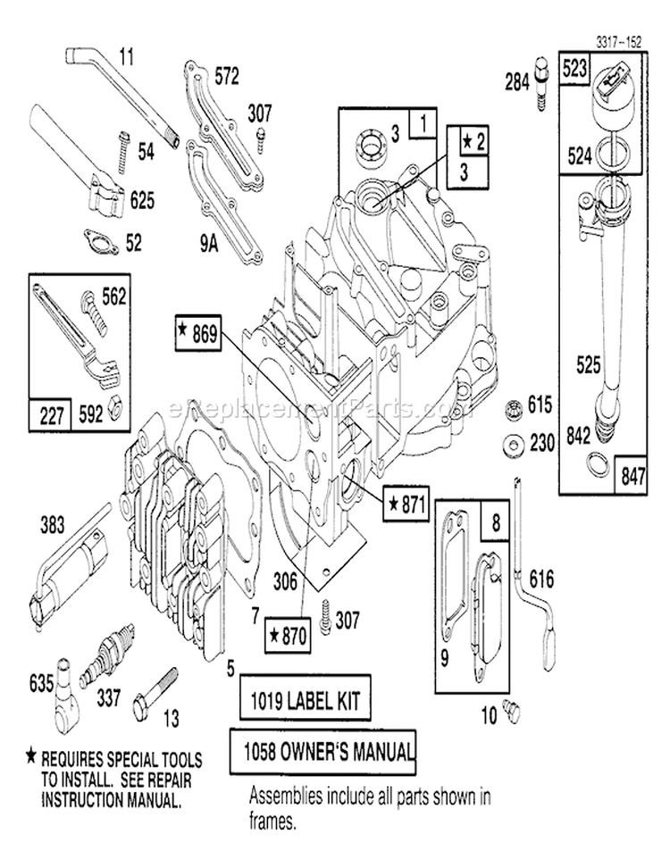Engine Diagram and Parts List for 20441 5900001-5999999 - 1995 Toro Lawn Mower