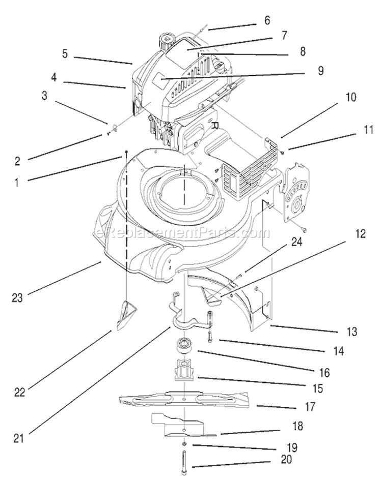 Engine Assembly #2 Diagram and Parts List for 20444 5900001-5999999 - 1995 Toro Lawn Mower