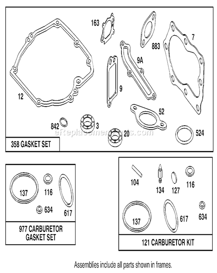 Gasket Assembly Briggs and Stratton 127802-0640-01 Diagram and Parts List for 20444 5900001-5999999 - 1995 Toro Lawn Mower