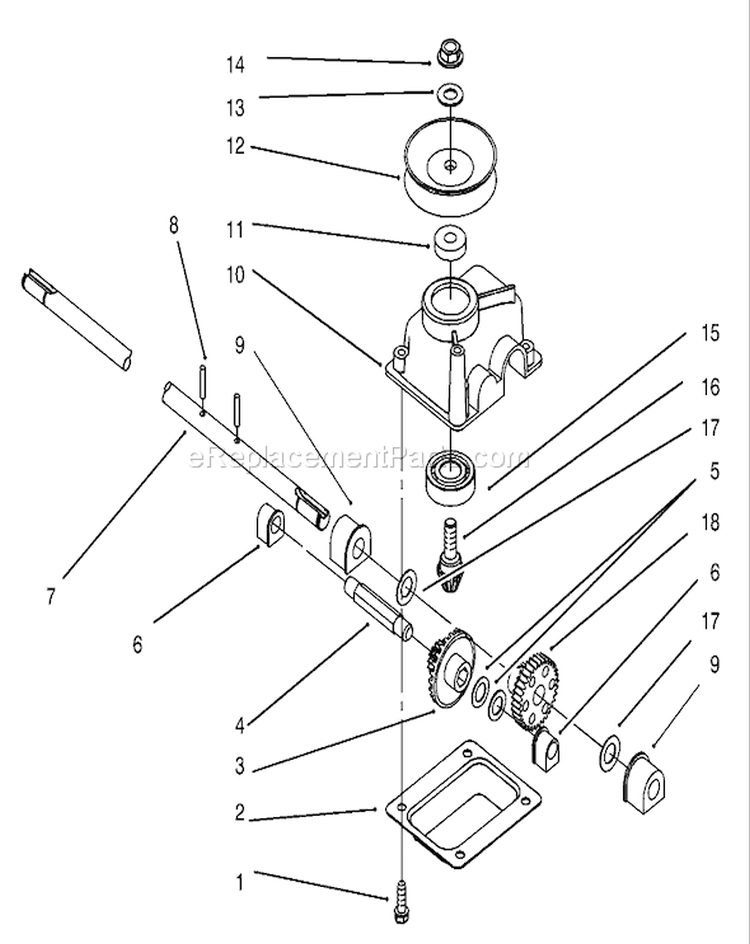 Gear Case Assembly Diagram and Parts List for 20444 5900001-5999999 - 1995 Toro Lawn Mower