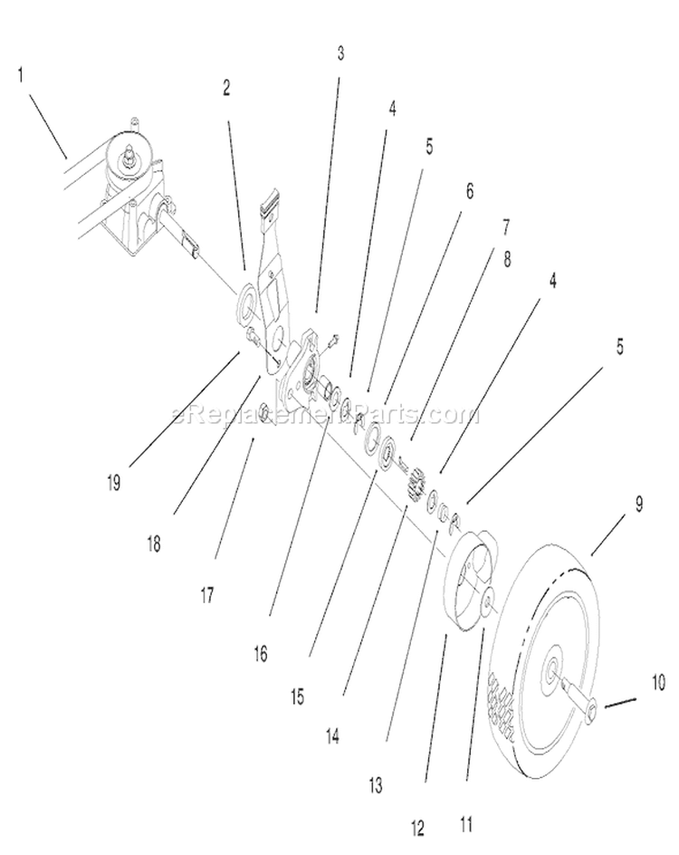 Rear Axle Assembly Diagram and Parts List for 20444 5900001-5999999 - 1995 Toro Lawn Mower