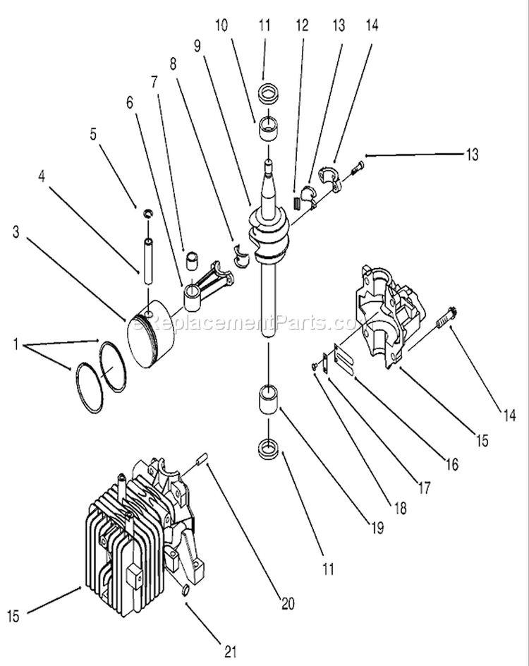 Block Assembly (Model No. 20442 Only) Diagram and Parts List for 20444 5900001-5999999 - 1995 Toro Lawn Mower