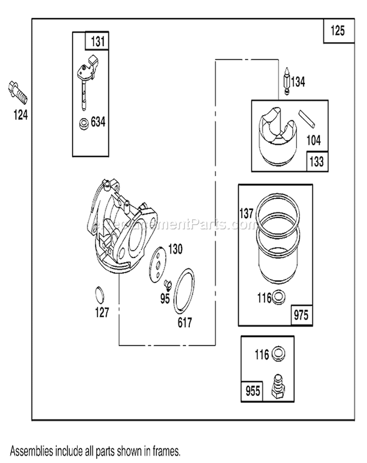Carburetor Assembly Briggs and Stratton 127802-0640-01 Diagram and Parts List for 20444 5900001-5999999 - 1995 Toro Lawn Mower