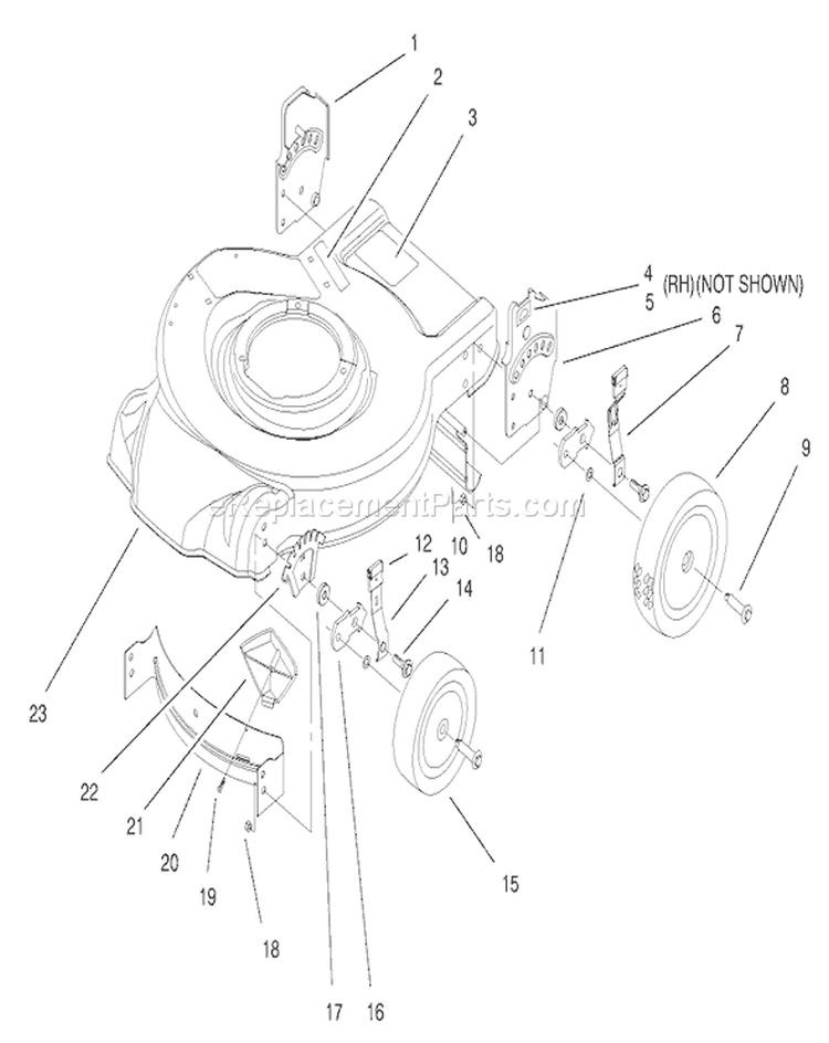 Housing & Wheel Assembly Diagram and Parts List for 20445 7900001-7999999 - 1997 Toro Lawn Mower