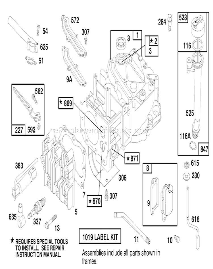 Engine Briggs & Stratton Model 12f802-1750-A1 Diagram and Parts List for 20445 7900001-7999999 - 1997 Toro Lawn Mower