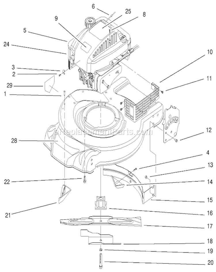 Engine Assembly Diagram and Parts List for 20449 7900001-7999999 - 1997 Toro Lawn Mower