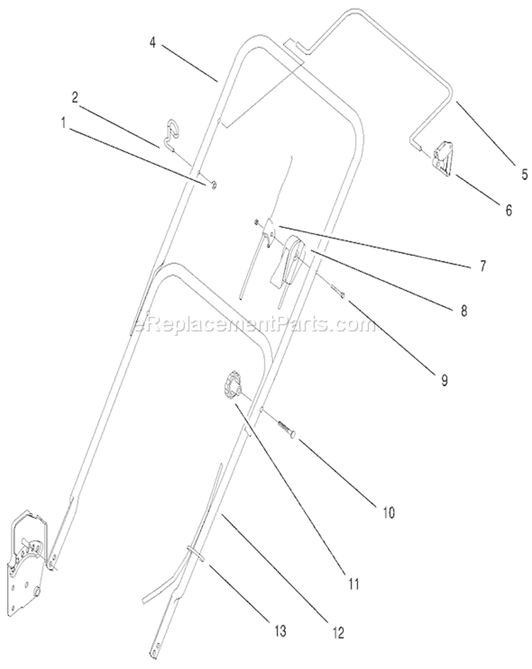 Handle Assembly Diagram and Parts List for 20449 7900001-7999999 - 1997 Toro Lawn Mower