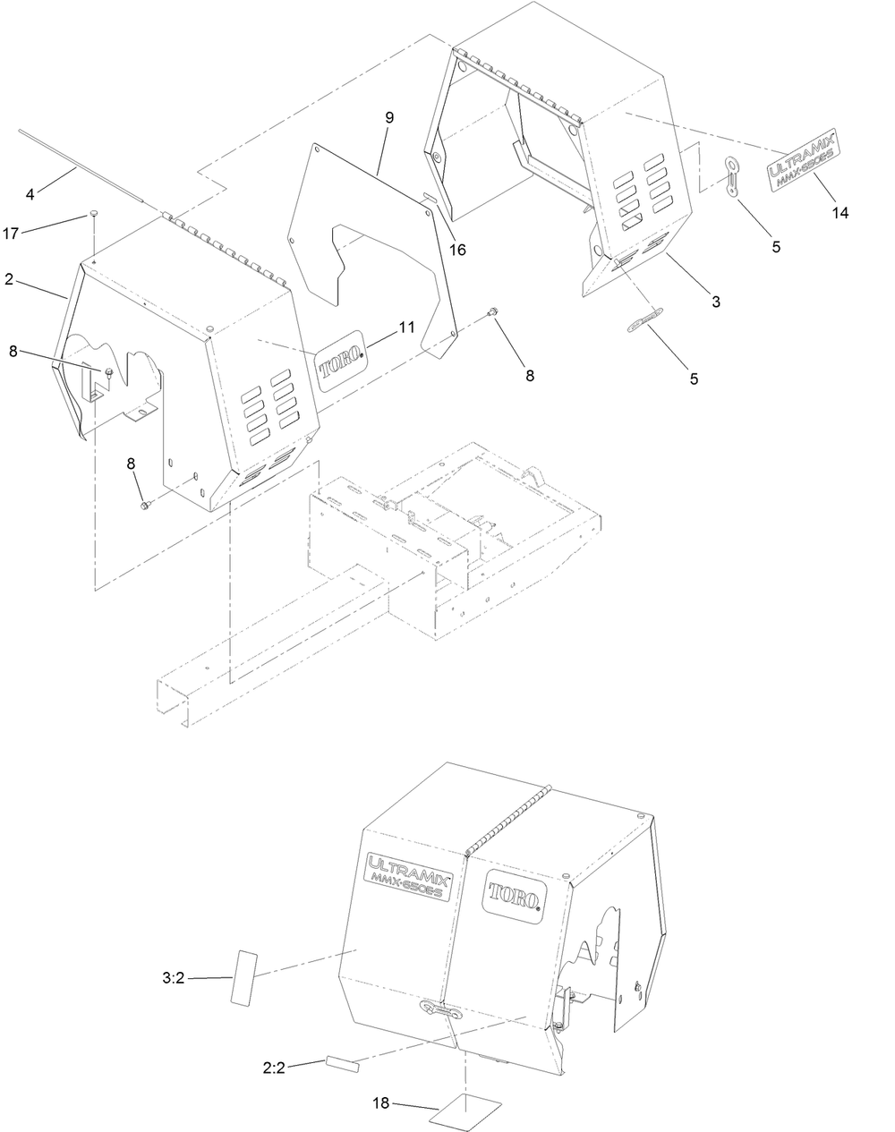 Cowl Assembly Diagram and Parts List for 60220 400000000 - 404319999 Toro Cement Mixer