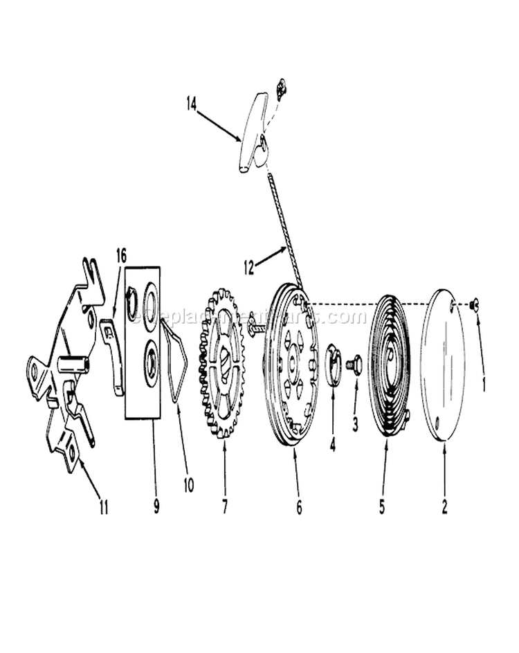 Rewind Starter No. 590519 Diagram and Parts List for 20451 6000001-6999999 - 1976 Toro Lawn Mower