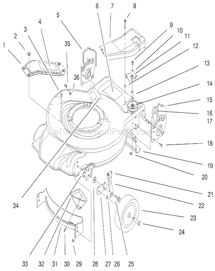 Housing Assembly Diagram and Parts List for 20452 8900001-8999999 - 1998 Toro Lawn Mower