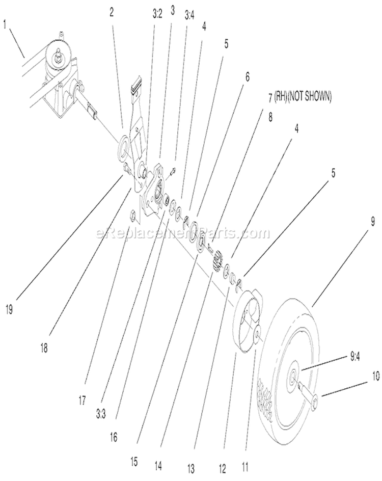 Rear Axle Assembly Diagram and Parts List for 20452 8900001-8999999 - 1998 Toro Lawn Mower