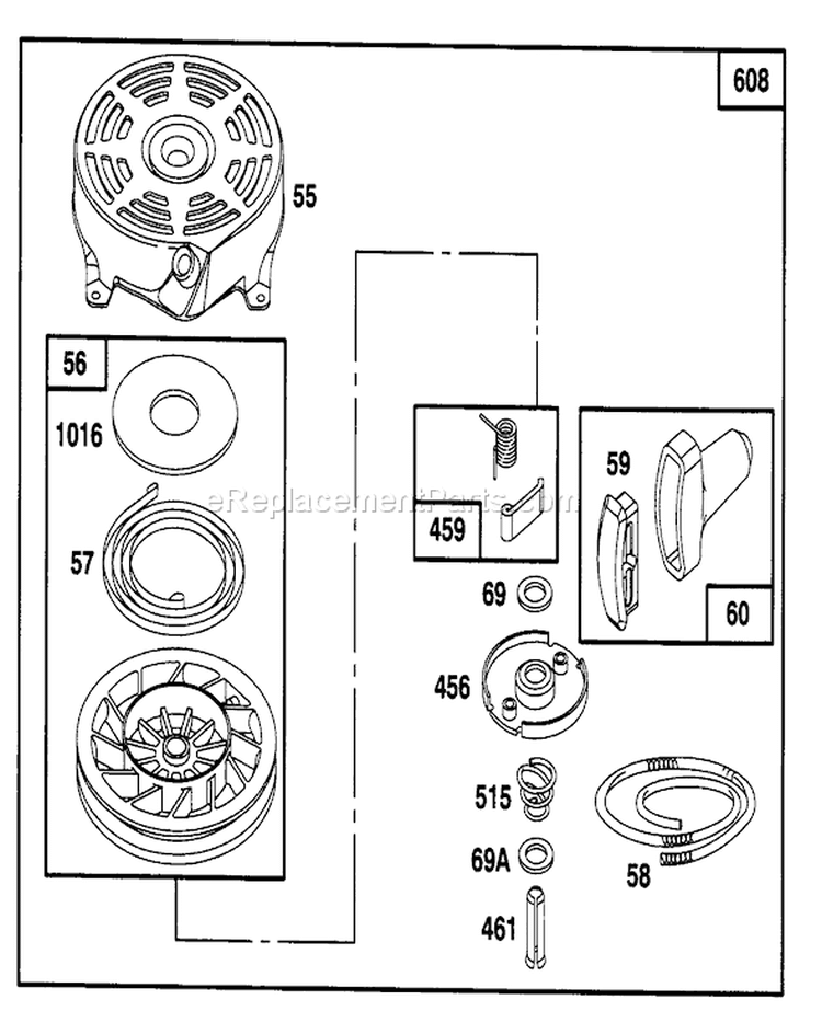 Page H Diagram and Parts List for 20443 6900001-6999999 - 1996 Toro Lawn Mower