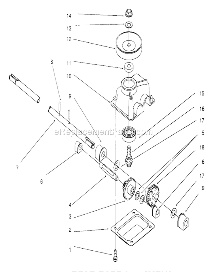 Gear Case Assembly Diagram and Parts List for 20444 6900001-6999999 - 1996 Toro Lawn Mower