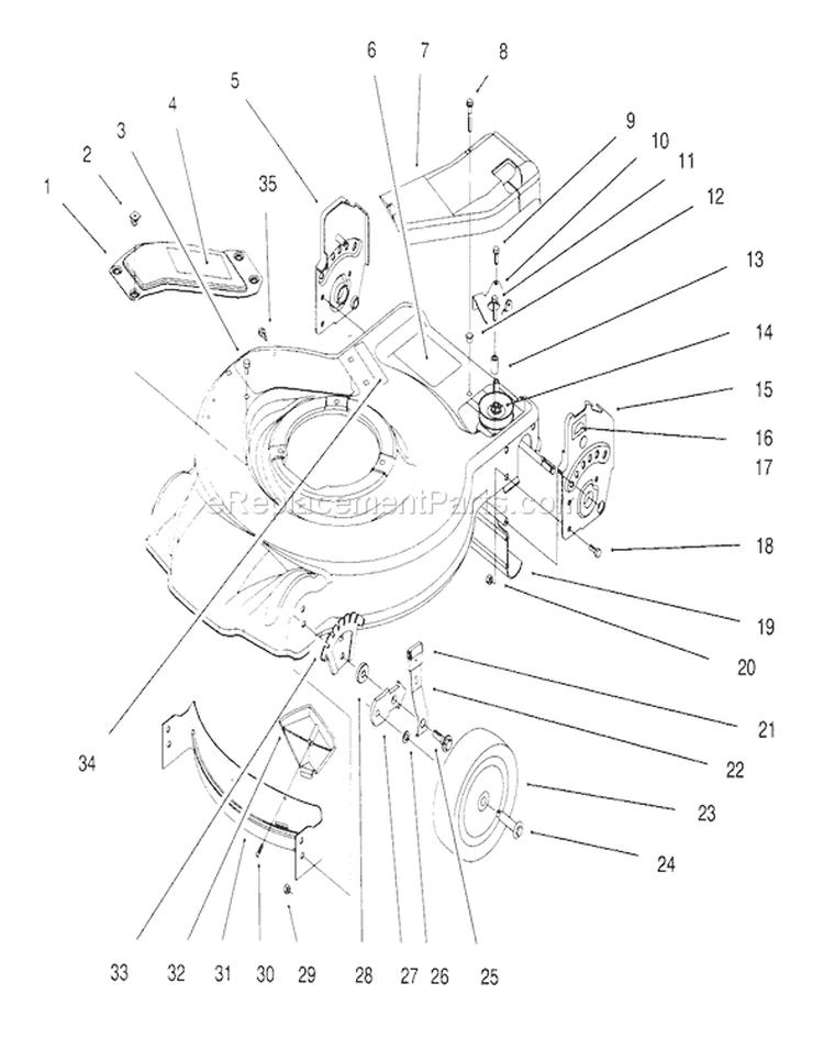 Housing Assembly Diagram and Parts List for 20444 6900001-6999999 - 1996 Toro Lawn Mower