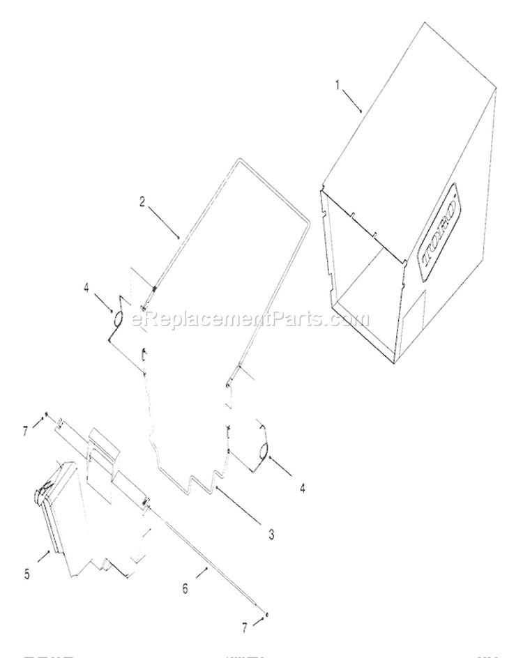 Rear Bagging Assembly (model No. 20454 Only) Diagram and Parts List for 20454 6900001-6999999 - 1996 Toro Lawn Mower