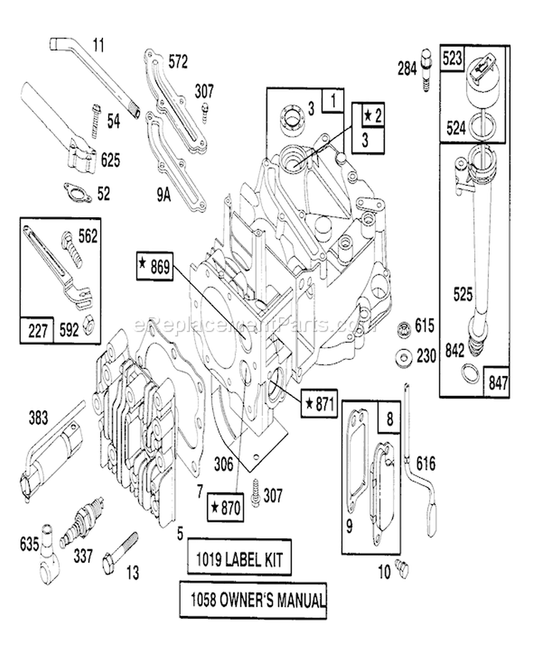 Engine Briggs & Stratton Model 127802-0640-01 Diagram and Parts List for 20444 6900001-6999999 - 1996 Toro Lawn Mower