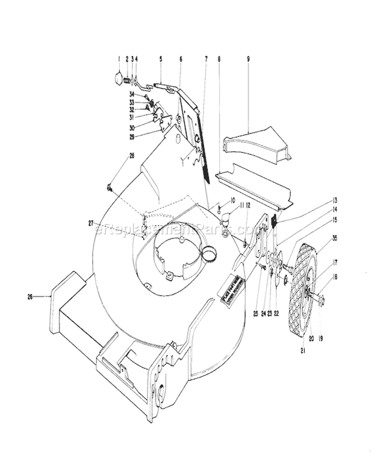 Housing Assembly Diagram and Parts List for 20456 6000001-6999999 - 1976 Toro Lawn Mower