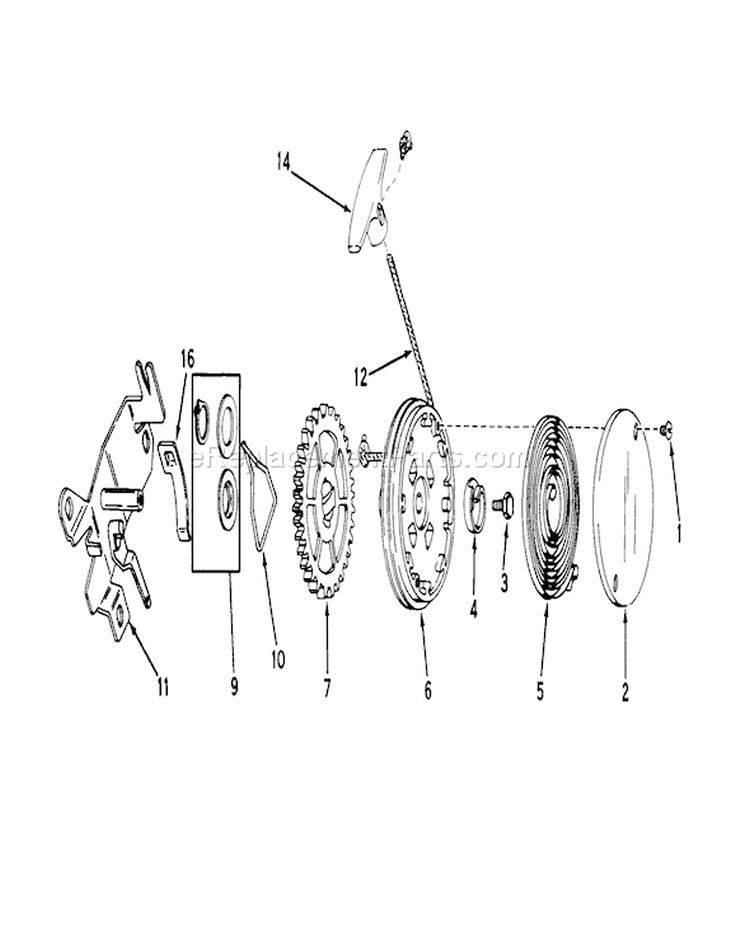 Rewind Starter No. 590519 Diagram and Parts List for 20456 6000001-6999999 - 1976 Toro Lawn Mower