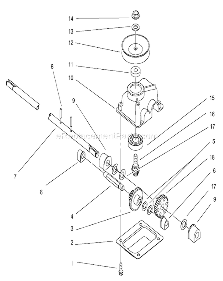 Gearcase Assembly Diagram and Parts List for 20457 7900001-7999999 - 1997 Toro Lawn Mower