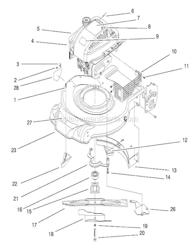 Engine Assembly Diagram and Parts List for 20457 7900001-7999999 - 1997 Toro Lawn Mower