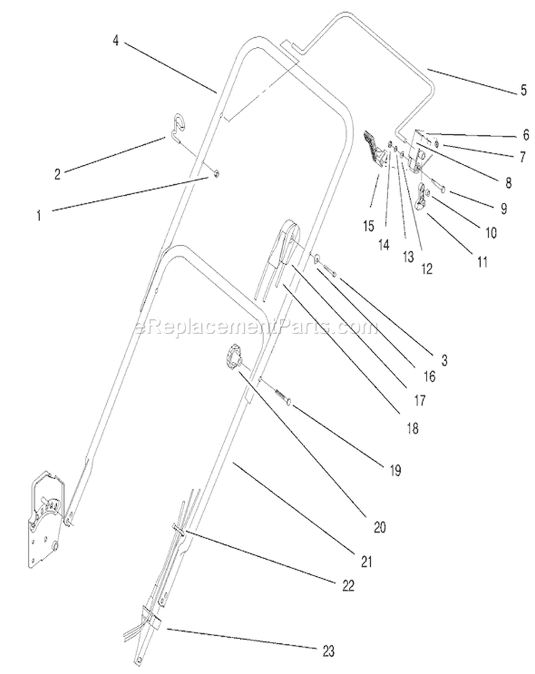 Handle Assembly Diagram and Parts List for 20448 7900001-7999999 - 1997 Toro Lawn Mower