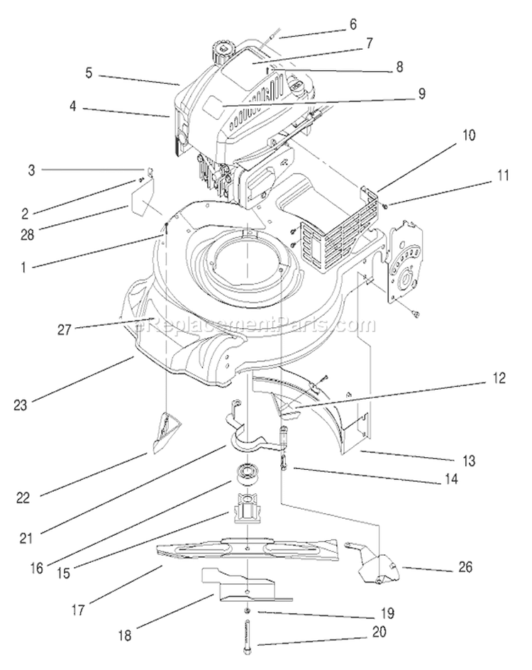 Engine Assembly Diagram and Parts List for 20448 7900001-7999999 - 1997 Toro Lawn Mower