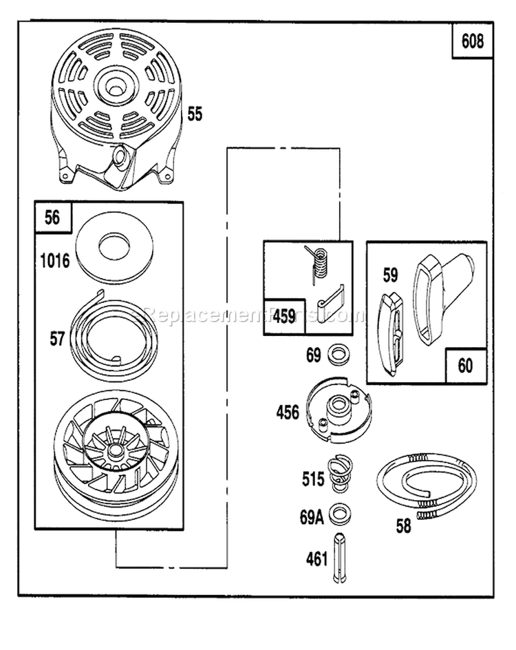 Page J Diagram and Parts List for 20463 6900001-6999999 - 1996 Toro Lawn Mower